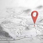 Spatial Mapping: Mengubah Lingkungan Menjadi Model Digital 3D map with red location pin and mountain landscape