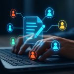 Massive Machine-Type Communication (mMTC) untuk Perangkat IoT Digital Document Management And Collaboration Concept With Glowing Icons Over Laptop Backgrounds _ JPG Free Download – Pikbest