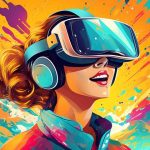 Step into the Future, Young Minds Engage with Augmented Reality Eyeglasses VR Experience Stock Illustration